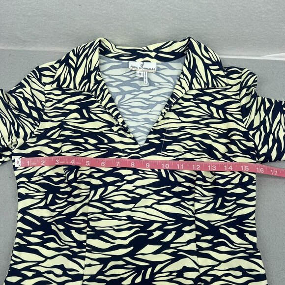 Jude Connally Dress Womens M Blue Cream Jude Cloth 3/4 Sleeve Stretch - Picture 8 of 9